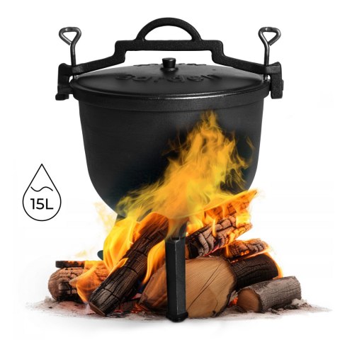 Kociołek żeliwny stojący 15L garnek myśliwski ognisko grill MultiGarden Kociołek żeliwny stojący 15L garnek myśliwski ognisko grill MultiGarden