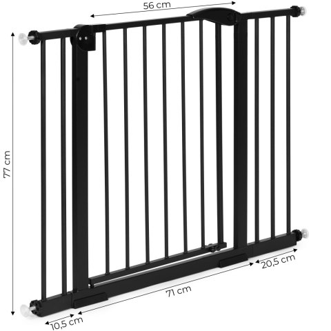 Bramka barierka zabezpieczająca 74-105 cm na schody i drzwi stal dodatkowe panele czarna ECOTOYS Bramka barierka zabezpieczająca 74-105 cm na schody i drzwi stal dodatkowe panele czarna ECOTOYS