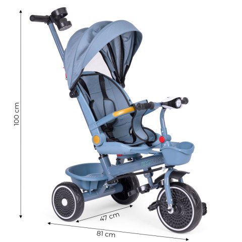 Rowerek trójkołowy spacerówka 2w1 obracane siedzisko składany daszek niebieski - ECOTOYS Rowerek trójkołowy spacerówka 2w1 obracane siedzisko składany daszek niebieski - ECOTOYS