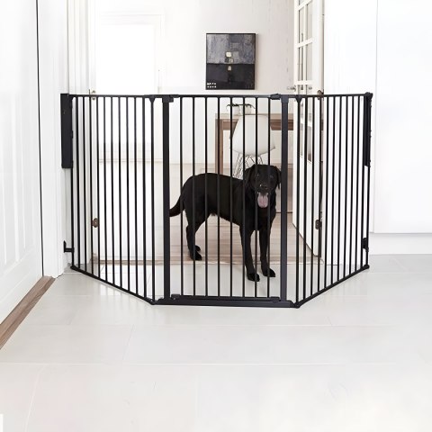 Bramka kojec barierka ochronna dla dzieci i zwierząt 5 paneli 60 cm metal czarny ECOTOYS Bramka kojec barierka ochronna dla dzieci i zwierząt 5 paneli 60 cm metal czarny ECOTOYS