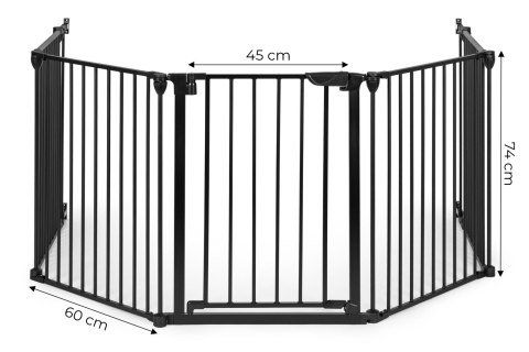 Bramka kojec barierka ochronna dla dzieci i zwierząt 5 paneli 60 cm metal czarny ECOTOYS Bramka kojec barierka ochronna dla dzieci i zwierząt 5 paneli 60 cm metal czarny ECOTOYS