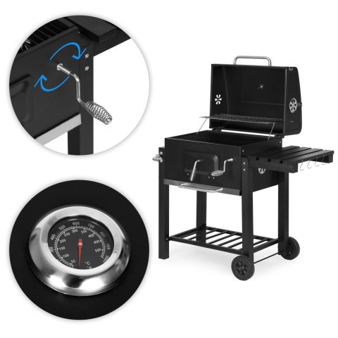 Grill węglowy duży ogrodowy z pokrywą termometr półki koła dmuchawa gratis Grill węglowy duży ogrodowy z pokrywą termometr półki koła dmuchawa gratis
