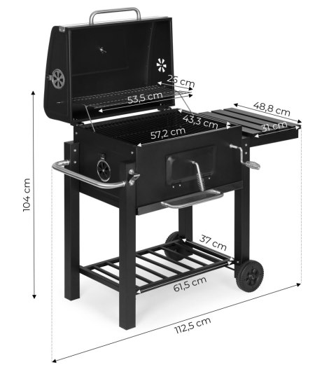 Grill węglowy duży ogrodowy z pokrywą termometr półki koła dmuchawa gratis Grill węglowy duży ogrodowy z pokrywą termometr półki koła dmuchawa gratis