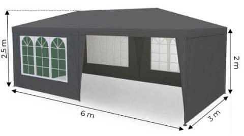 Namiot pawilon ogrodowy handlowy 3x6 m 6 ścianek szary MultiGarden Namiot pawilon ogrodowy handlowy 3x6 m 6 ścianek szary MultiGarden