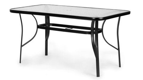 Stół ogrodowy 160x90 cm szkło hartowane duży blat na taras ogród otwór na parasol MultiGarden Stół ogrodowy 160x90 cm szkło hartowane duży blat na taras ogród otwór na parasol MultiGarden