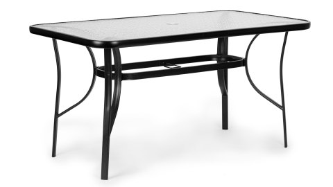 Stół ogrodowy 160x90 cm szkło hartowane duży blat na taras ogród otwór na parasol MultiGarden Stół ogrodowy 160x90 cm szkło hartowane duży blat na taras ogród otwór na parasol MultiGarden
