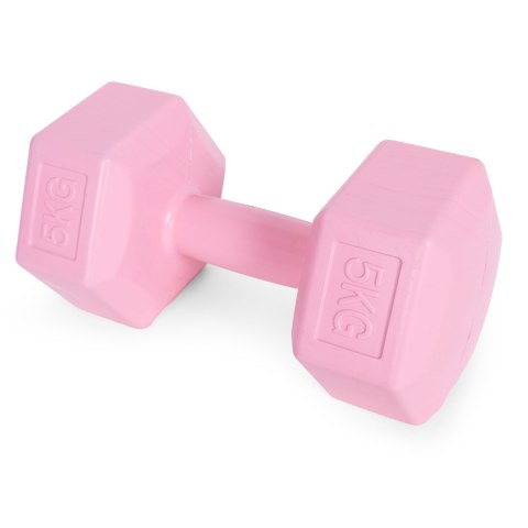 Hantle sześciokątne zestaw 2x5 kg ciężarki do ćwiczeń obciążniki fitness różowe ModernHome Hantle sześciokątne zestaw 2x5 kg ciężarki do ćwiczeń obciążniki fitness różowe ModernHome