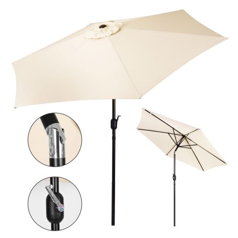Duży parasol ogrodowy skośny łamany z korbą 6 żeber beżowy 270 cm MultiGarden Duży parasol ogrodowy skośny łamany z korbą 6 żeber beżowy 270 cm MultiGarden