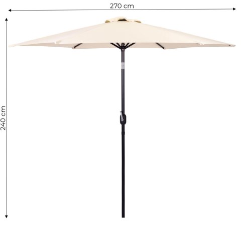 Duży parasol ogrodowy skośny łamany z korbą 6 żeber beżowy 270 cm MultiGarden Duży parasol ogrodowy skośny łamany z korbą 6 żeber beżowy 270 cm MultiGarden