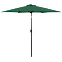 Duży parasol ogrodowy skośny łamany z korbą 6 żeber zielony 270 cm MultiGarden