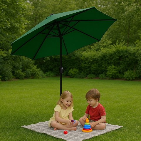 Duży parasol ogrodowy skośny łamany z korbą 6 żeber zielony 270 cm MultiGarden Duży parasol ogrodowy skośny łamany z korbą 6 żeber zielony 270 cm MultiGarden