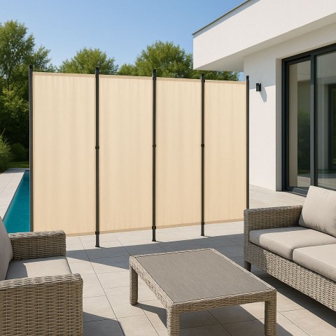 Składany parawan ogrodowy pokojowy 4-panelowy 167x216 cm beżowy MultiGarden Składany parawan ogrodowy pokojowy 4-panelowy 167x216 cm beżowy MultiGarden