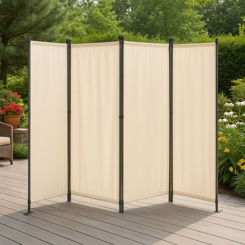 Składany parawan ogrodowy pokojowy 4-panelowy 167x216 cm beżowy MultiGarden Składany parawan ogrodowy pokojowy 4-panelowy 167x216 cm beżowy MultiGarden