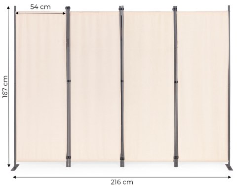 Składany parawan ogrodowy pokojowy 4-panelowy 167x216 cm beżowy MultiGarden Składany parawan ogrodowy pokojowy 4-panelowy 167x216 cm beżowy MultiGarden
