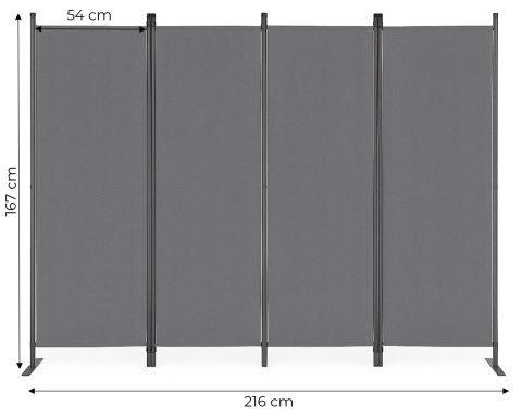 Składany parawan ogrodowy pokojowy 4-panelowy 167x216 cm szary MultiGarden Składany parawan ogrodowy pokojowy 4-panelowy 167x216 cm szary MultiGarden