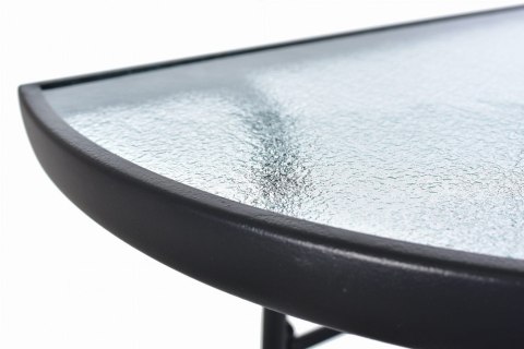Stolik szklany kawowy na balkon taras patio półokrągły czarny Stolik szklany kawowy na balkon taras patio półokrągły czarny