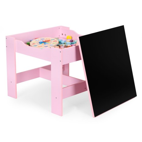 Zestaw mebli dla dzieci stolik + 2 krzesła tablica kredowa różowy ECOTOYS Zestaw mebli dla dzieci stolik + 2 krzesła tablica kredowa różowy ECOTOYS