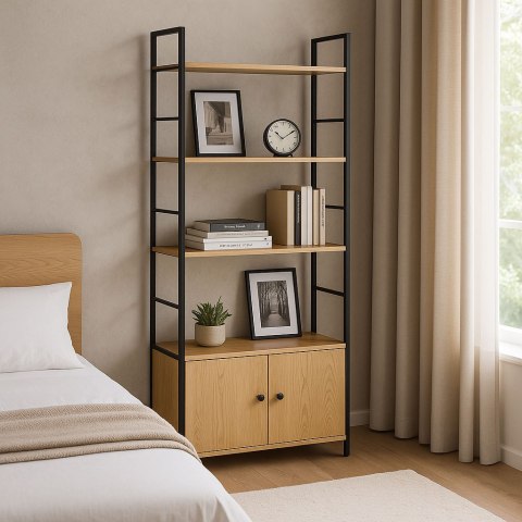 Regał loftowy industrialny z zamykaną szafką 4 półki ModernHome Regał loftowy industrialny z zamykaną szafką 4 półki ModernHome